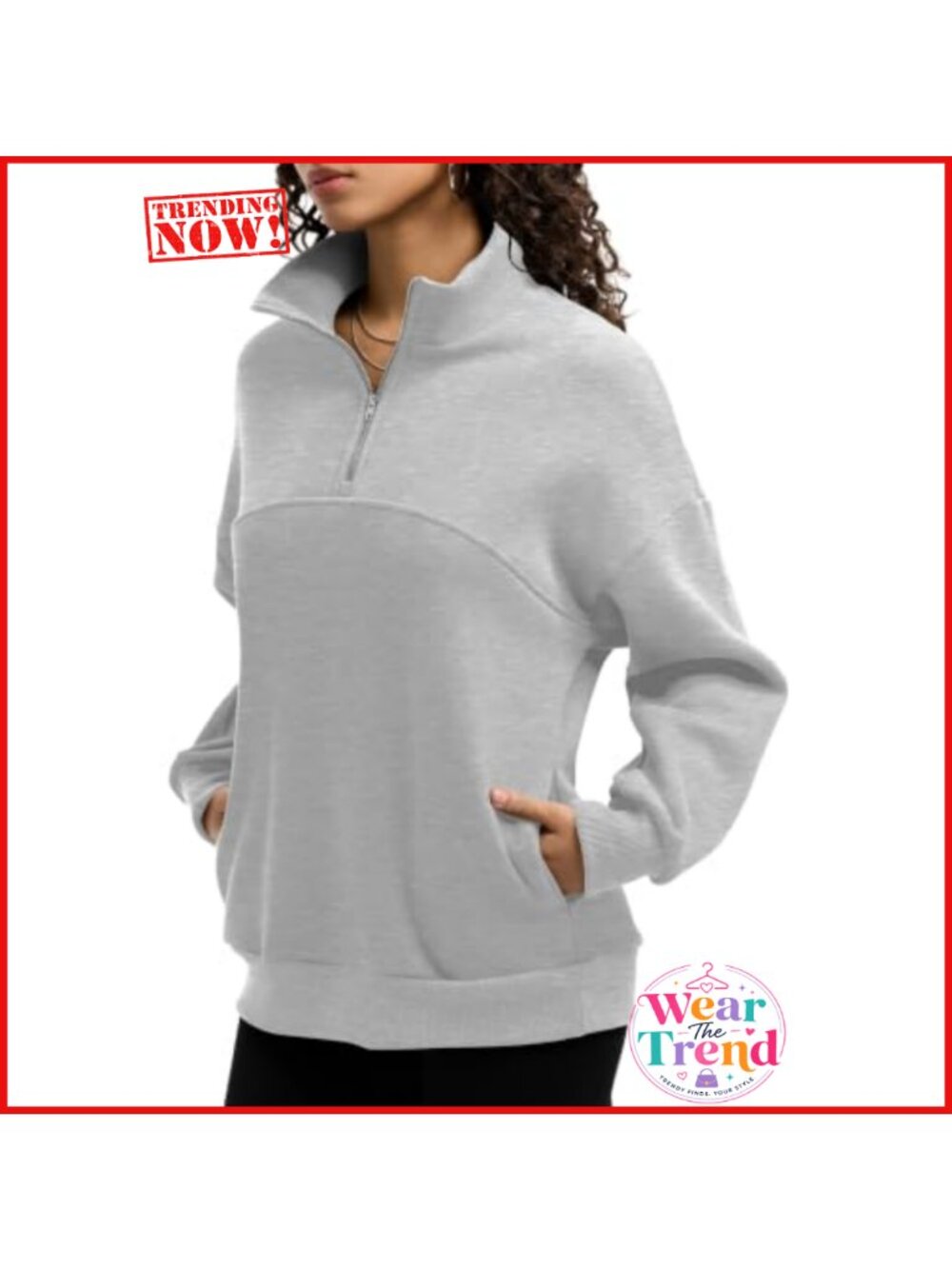 Womens Quarter Zip Fleece Pullover Sweatshirt Oversized